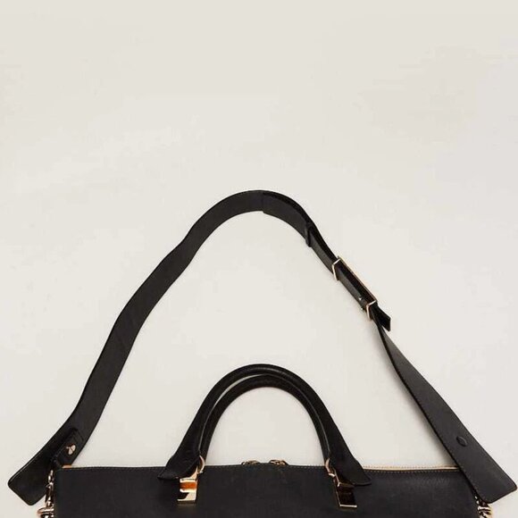 Chloe Grey/Black Leather Two-Tone Medium Baylee Tote Bag - Picture 2 of 11